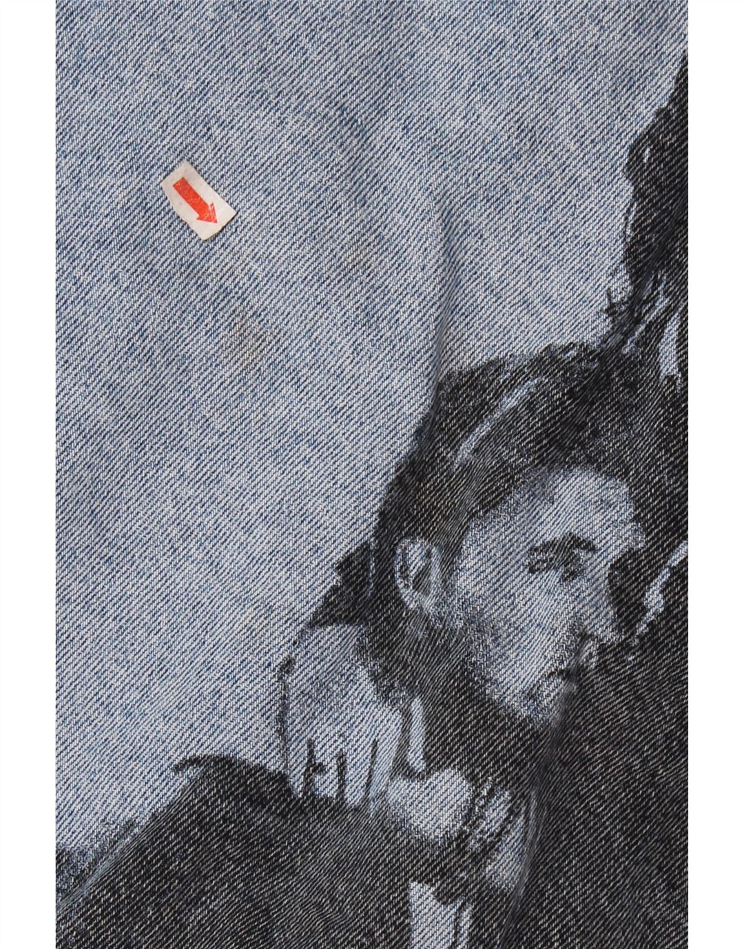 VINTAGE Veste en denim graphique pour homme UK 36/38 Petit coton bleu