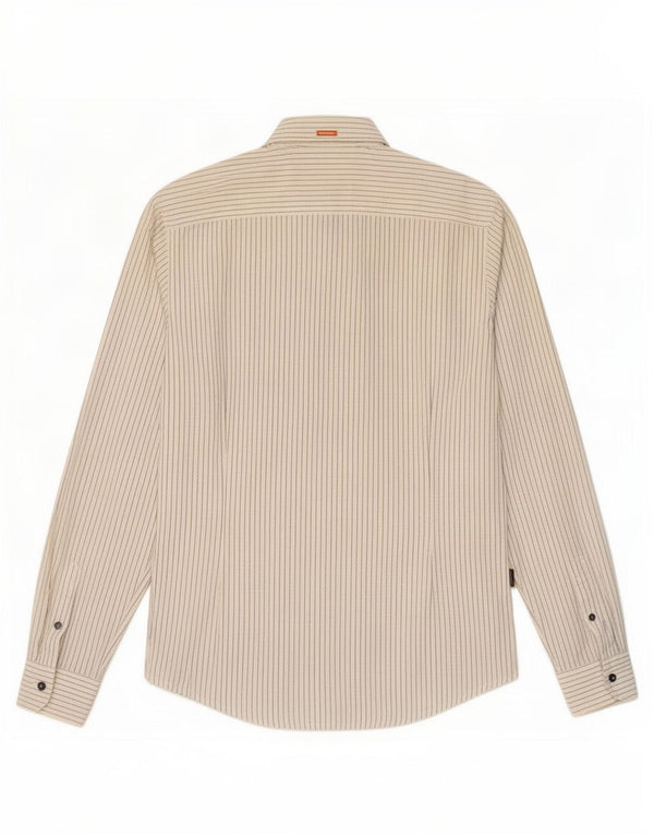 Hugo Boss Womens Slim Fit Shirt Medium White Pinstripe Cotton