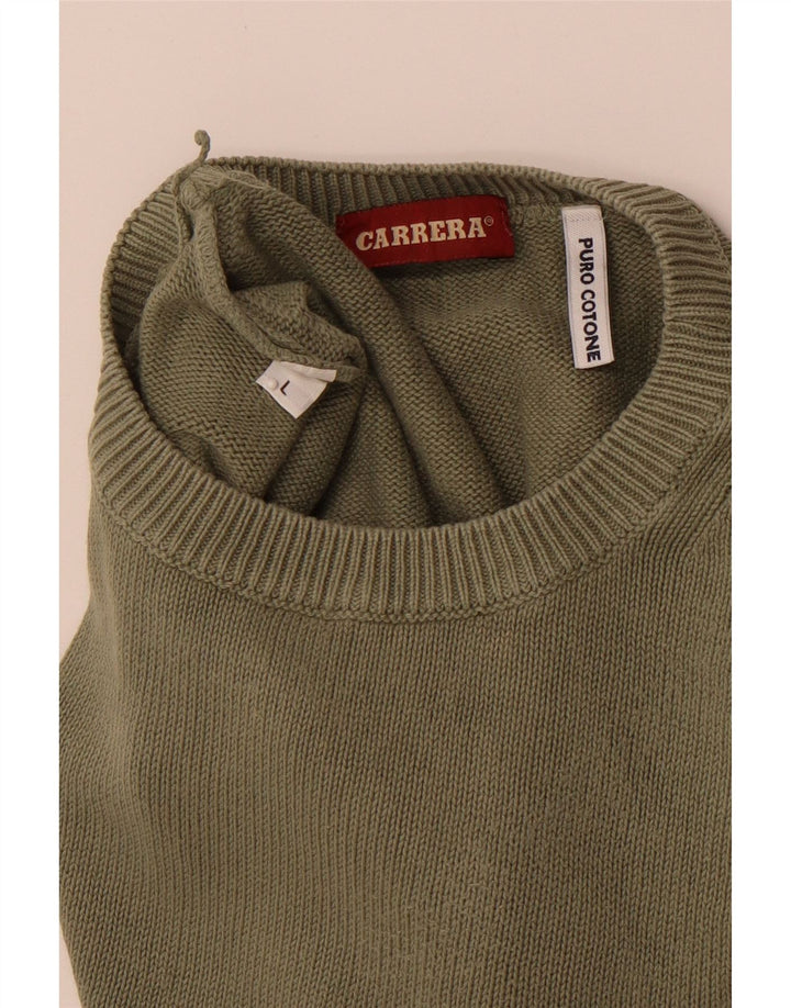 CARRERA Mens Crew Neck Jumper Sweater Large Green Cotton