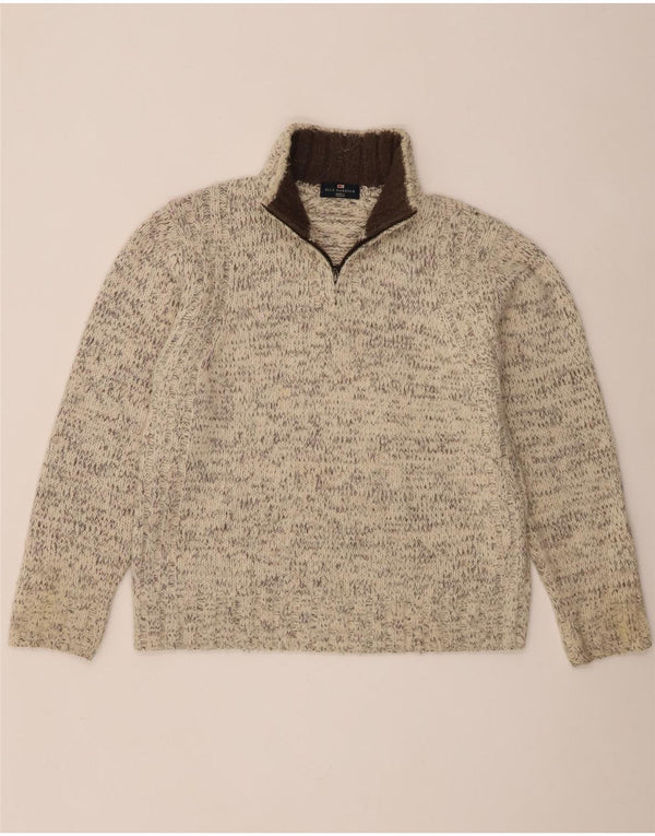Marks & Spencer Pull Bleu Harbor Zip Neck Homme Blanc Moyen