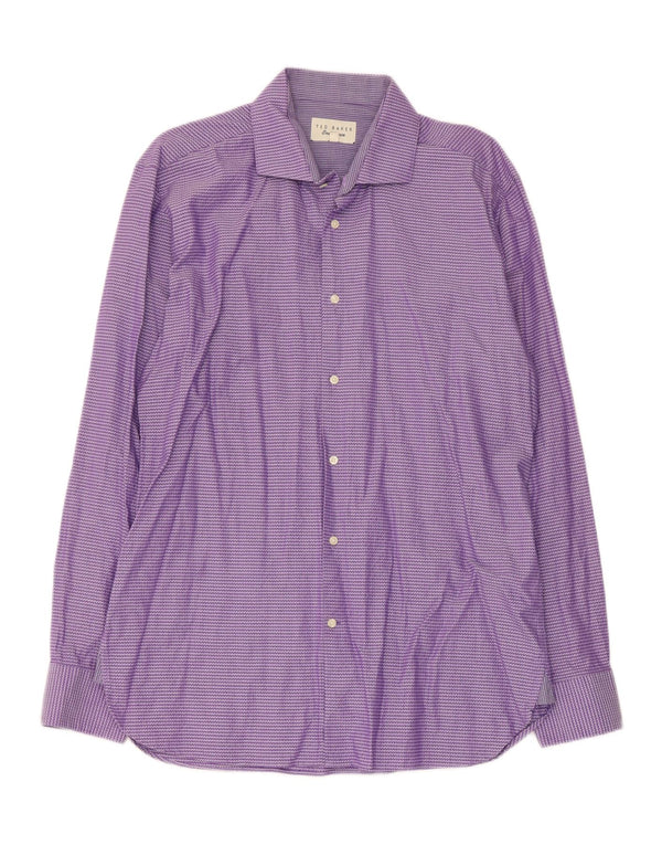 Ted Baker Chemise Homme Taille 16 Grand Coton Rayé Violet