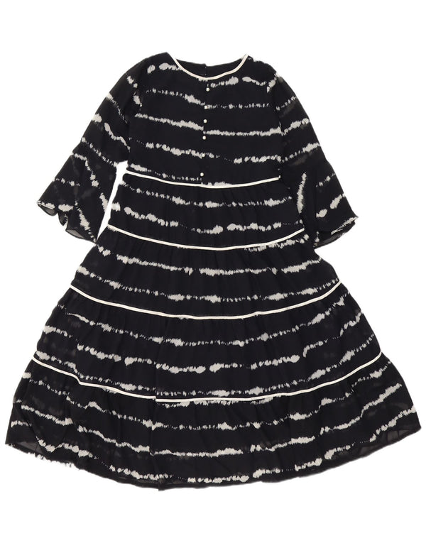 Robe à volants à manches 3/4 pour femme à pois EU 34 XS Bleu marine rayé