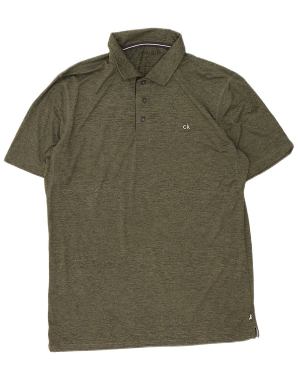 Calvin Klein Polo Homme Kaki Moyen Moucheté Polyester