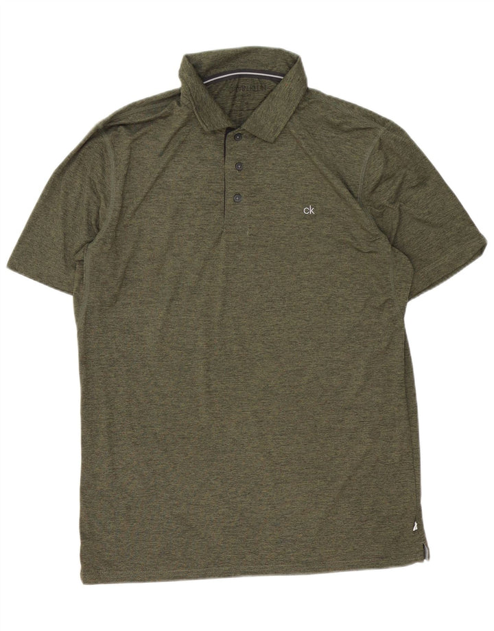 Calvin Klein Polo Homme Kaki Moyen Moucheté Polyester