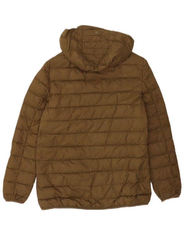 Zara Veste matelassée à capuche pour femme UK 10 Small Kaki Polyester
