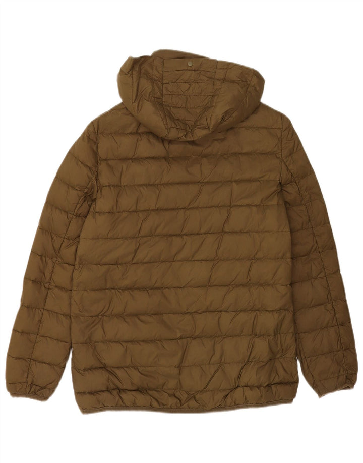 Zara Veste matelassée à capuche pour femme UK 10 Small Kaki Polyester