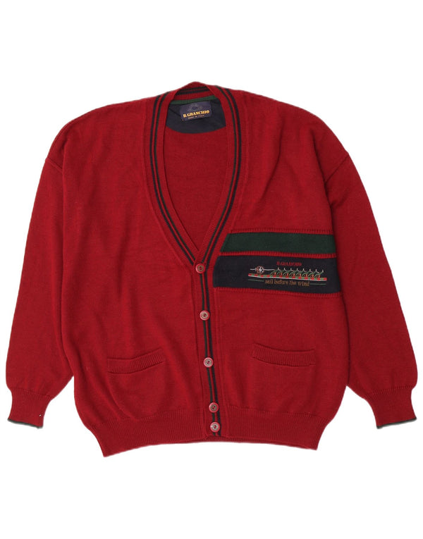 Il Granchio Pull Cardigan Homme XL Laine Colorblock Bordeaux