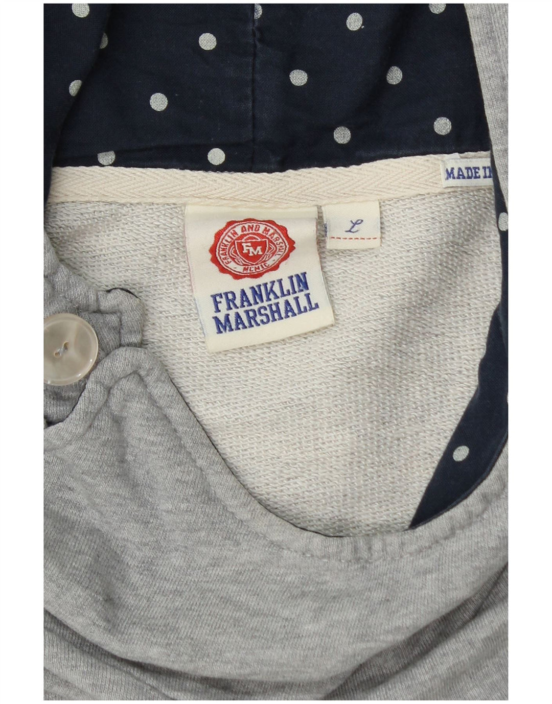 Franklin Marshall Pull à capuche graphique pour femme UK 14 Grand coton gris