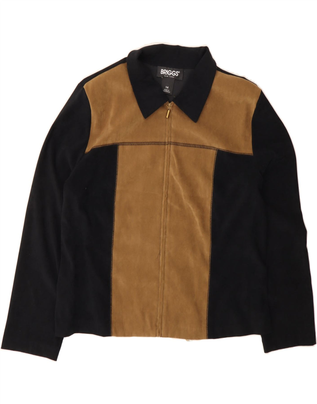 BRIGGS Womens Bomber Jacket UK 14 Large  Black Colourblock Polyester Vintage Briggs and Second-Hand Briggs from Messina Hembry 