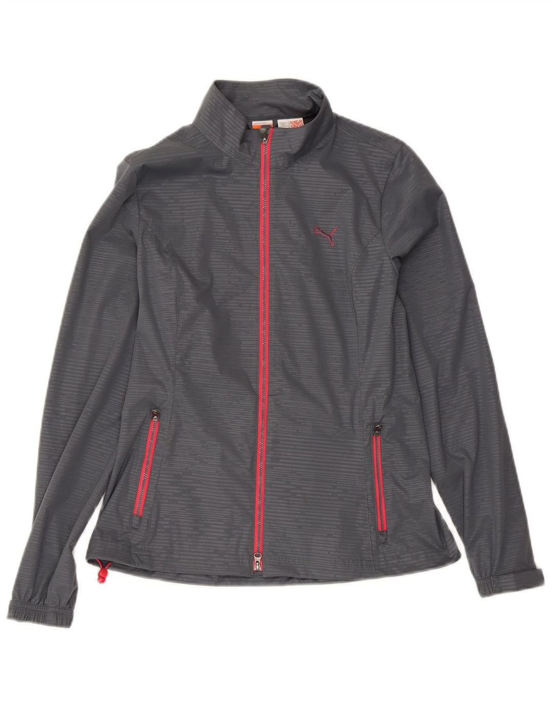 Puma Veste de survêtement pour femme UK 10 Small Gris Rayé Polyester