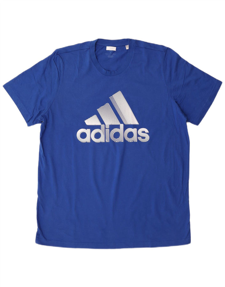 ADIDAS T-Shirt Graphique Homme Top XL Bleu Coton