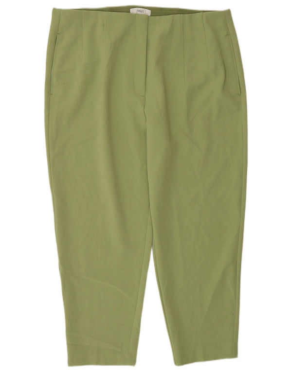 Marks & Spencer Pantalon court taille haute pour femme UK 20 2XL W38 L26 Vert