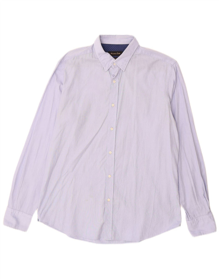 Massimo Dutti Chemise Homme Large Bleu Coton