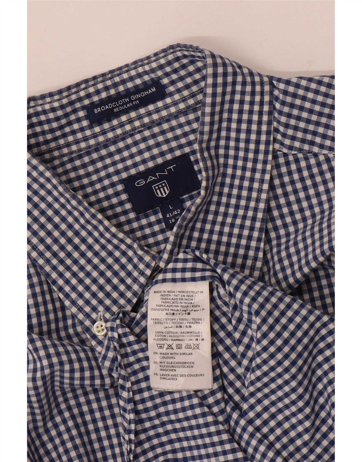 Gant Chemise coupe classique pour homme Taille 41/42 16 1/2 Large Bleu marine Vichy