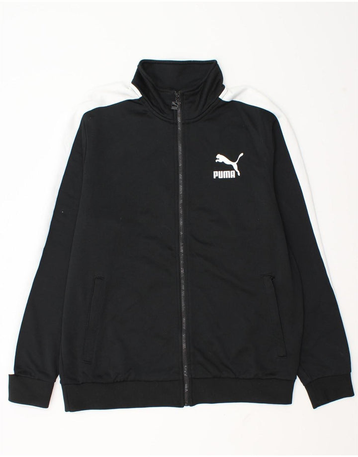 Puma Veste de survêtement pour homme Large Noir Colorblock Polyester