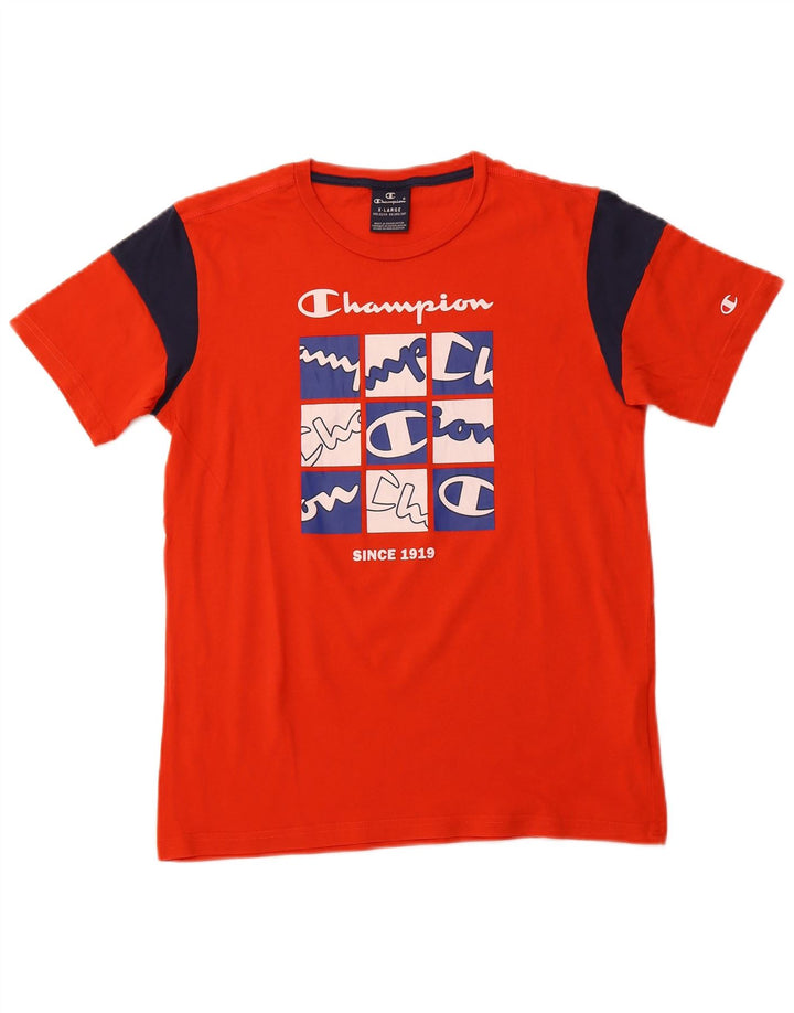 CHAMPION T-shirt graphique pour garçon 13-14 ans XL Orange Colourblock Coton