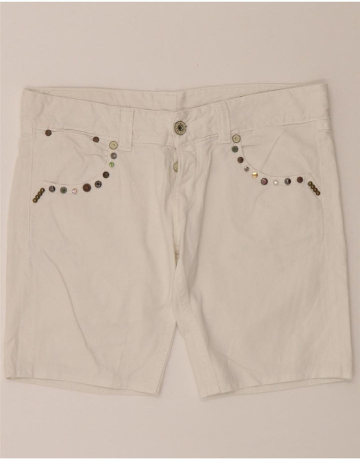 VINTAGE Womens Stella Denim Shorts W£1 Medium White Cotton Vintage Vintage and Second-Hand Vintage from Messina Hembry 