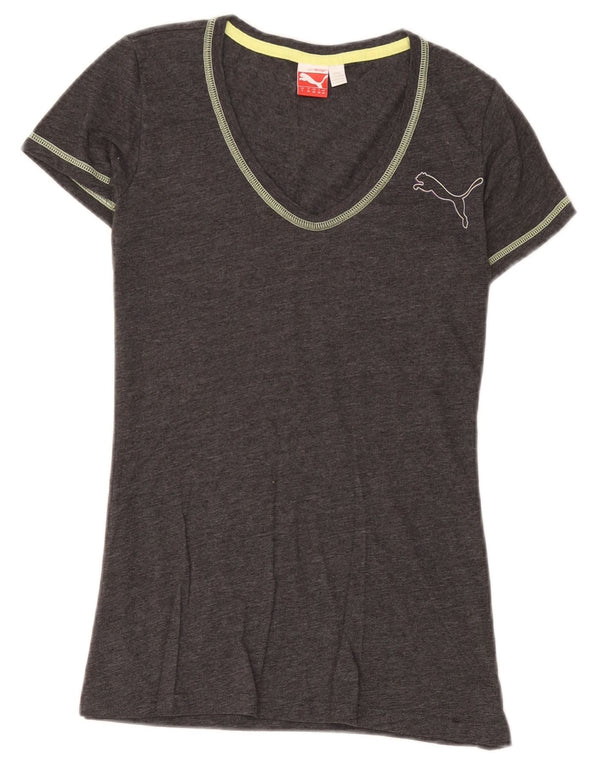 Puma T-shirt graphique pour femme UK 10 Petit coton moucheté gris