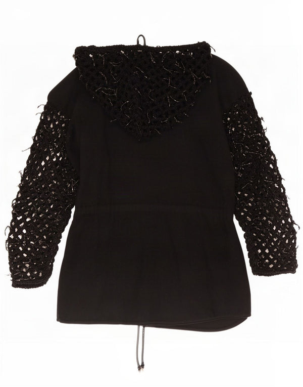 Di Bari Cardigan à capuche long surdimensionné pour femme EU 40 Noir moyen