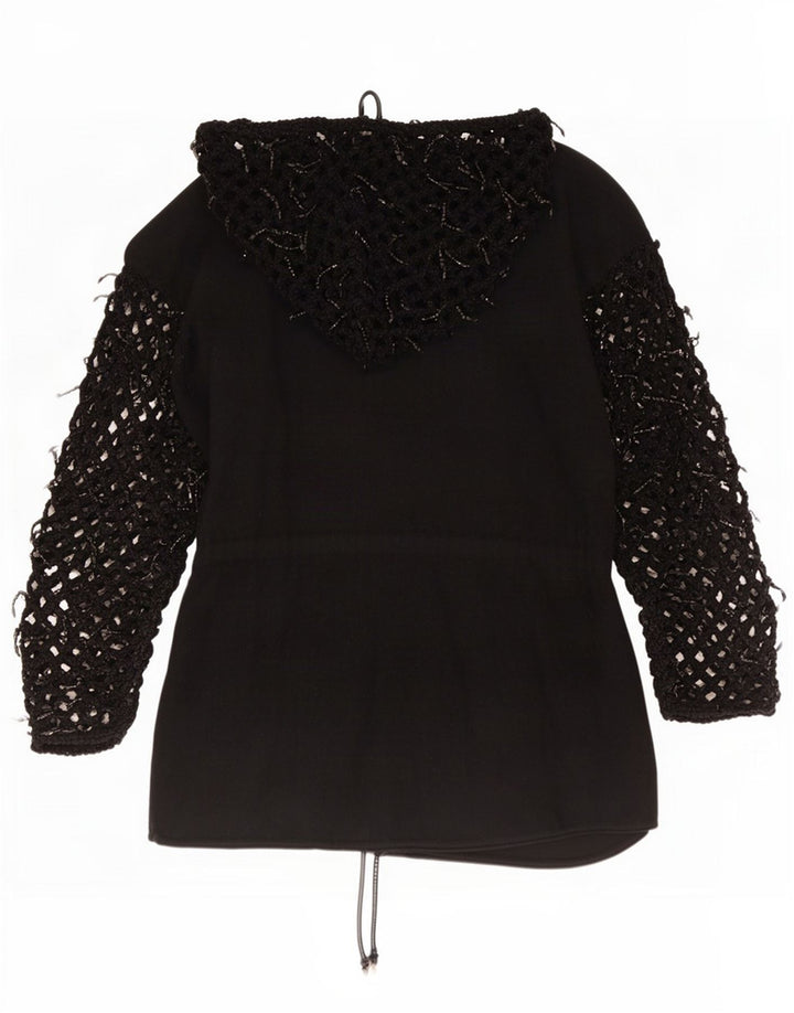 Di Bari Cardigan à capuche long surdimensionné pour femme EU 40 Noir moyen