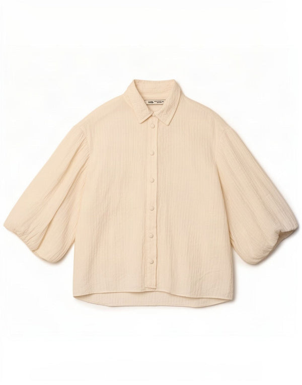 Zara Chemisier surdimensionné à manches 3/4 pour femme UK 6 XS Blanc