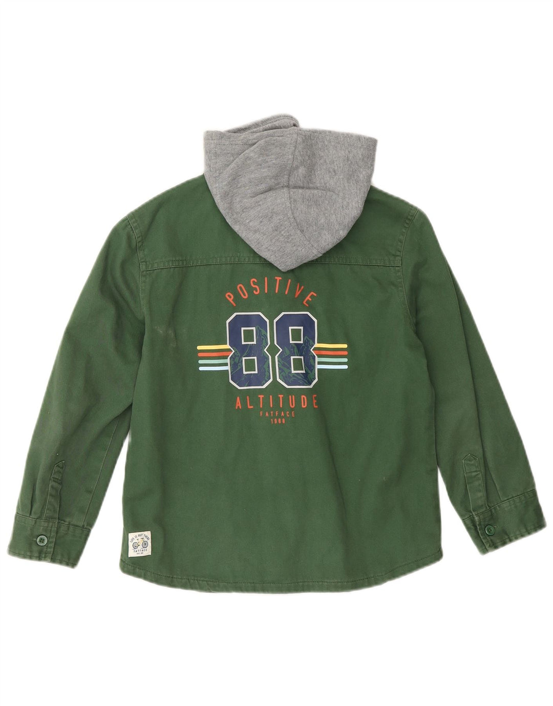 FAT FACE Chemise en jean à capuche Lumberjack pour garçon 7-8 ans Vert Colourblock