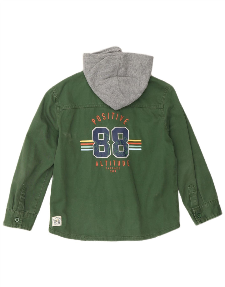 FAT FACE Chemise en jean à capuche Lumberjack pour garçon 7-8 ans Vert Colourblock