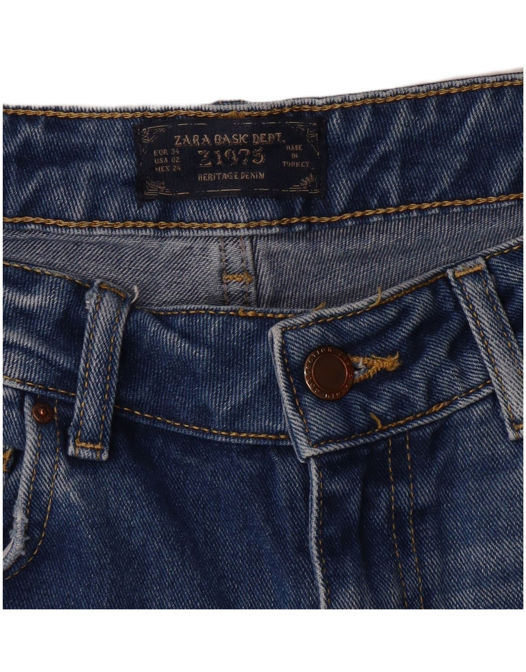 Zara Jean fuselé en détresse pour femme EU 34 2XS W24 L30 Bleu Grunge