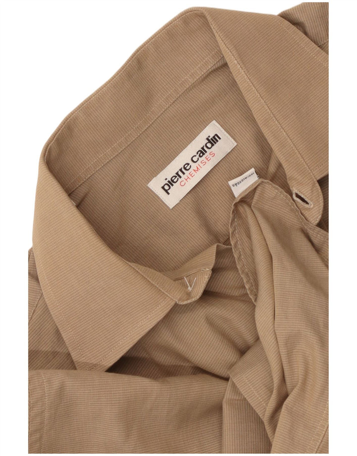 PIERRE CARDIN Chemise Homme Taille 39 Coton Rayé Beige Moyen