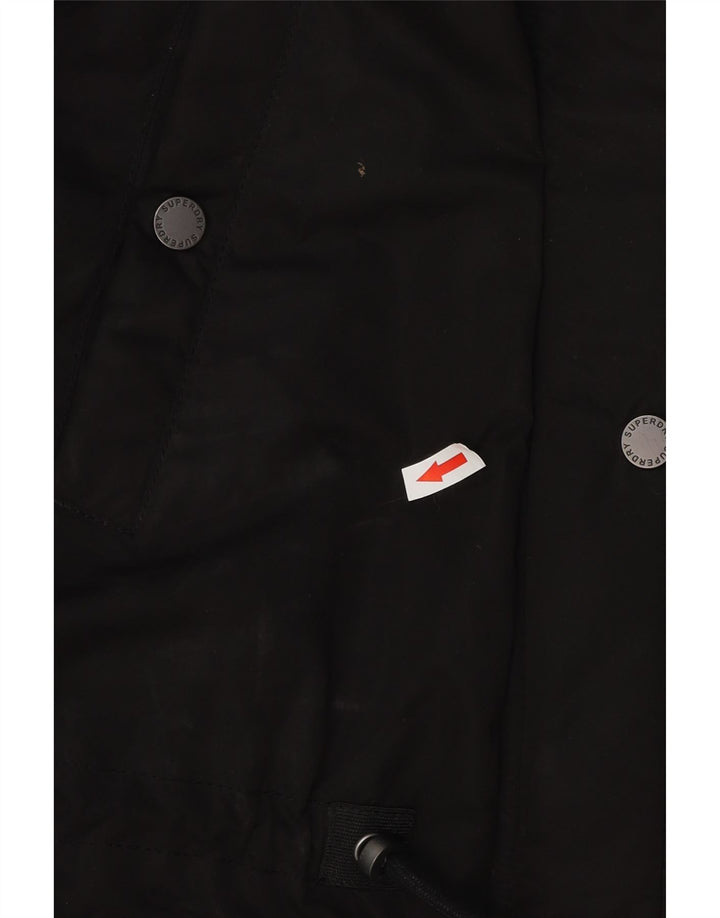Superdry Veste Parka À Capuche Oversize Femme UK 16 Large Noir Polyester