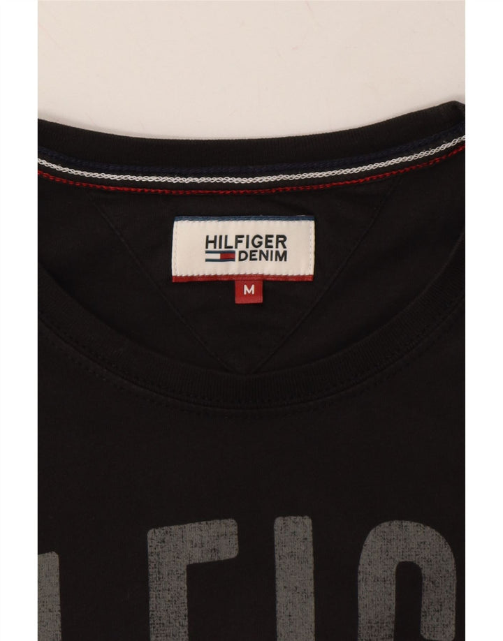 TOMMY HILFIGER Mens Graphic T-Shirt Top Medium Black Cotton Vintage Tommy Hilfiger and Second-Hand Tommy Hilfiger from Messina Hembry 