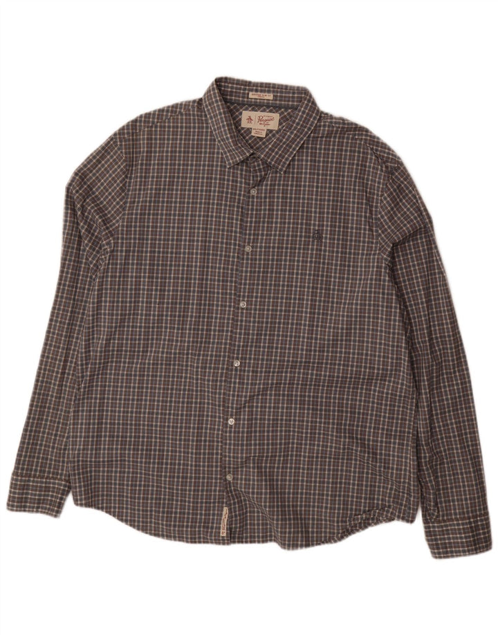 PENGUIN Chemise Heritage Slim Fit Homme 2XL Gris à Carreaux Coton