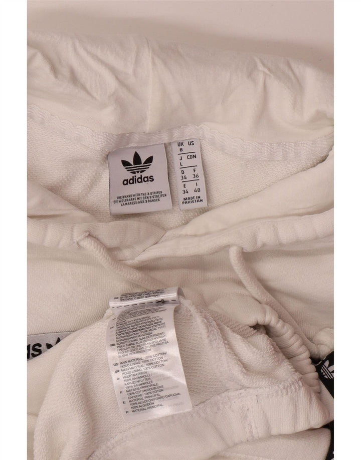 ADIDAS Pull à capuche crop graphique pour femme UK 8 petit coton blanc