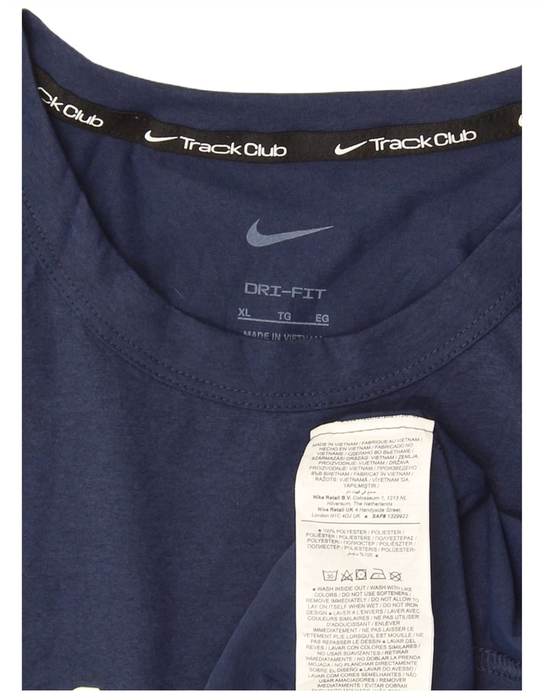 Nike Hommes Dri Fit Graphic T-Shirt Top XL Bleu Marine Polyester