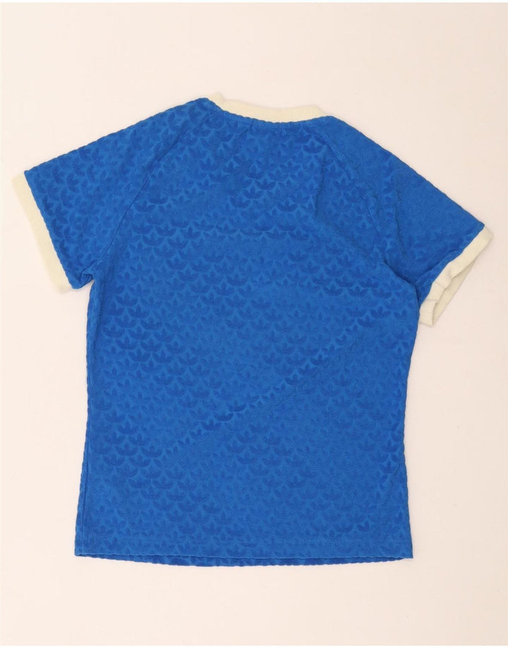 Adidas T-shirt graphique pour femme UK 14 Bleu moyen Coton