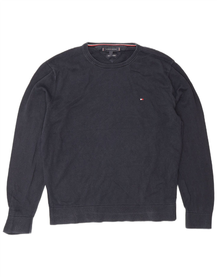 Tommy Hilfiger Pull à col rond pour homme en coton bleu marine Taille L
