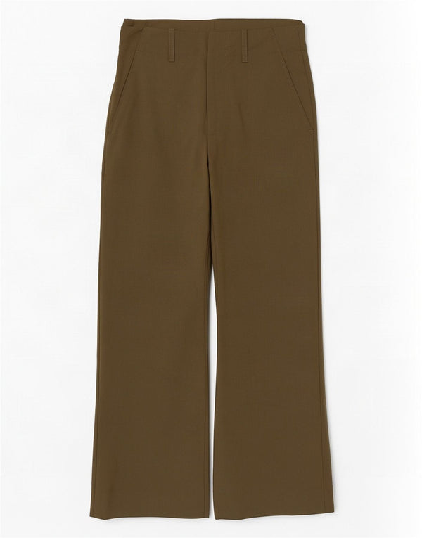 Zara Pantalon Chino Taille Haute Jambe Large Femme XS W24 L28 Kaki Polyester