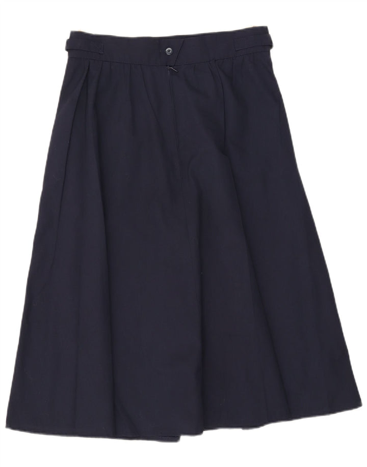 vintage Femme A-Line Jupe IT 42 Moyen W29 Bleu Marine Polyester