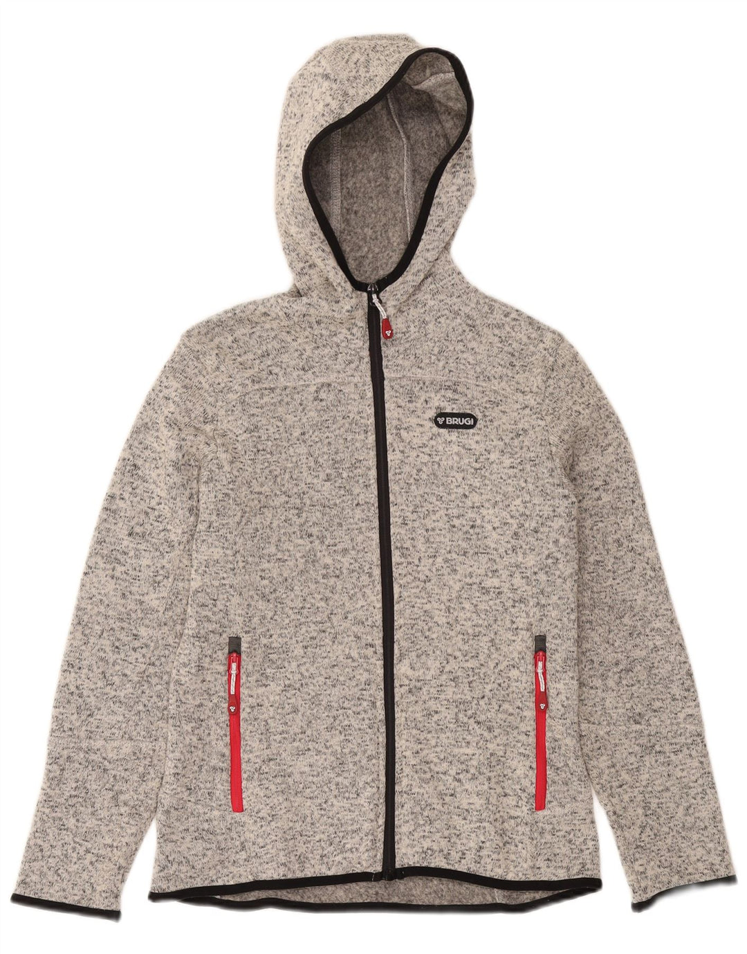 Brugi Pull à capuche zippé pour femme UK 10 Petit gris moucheté