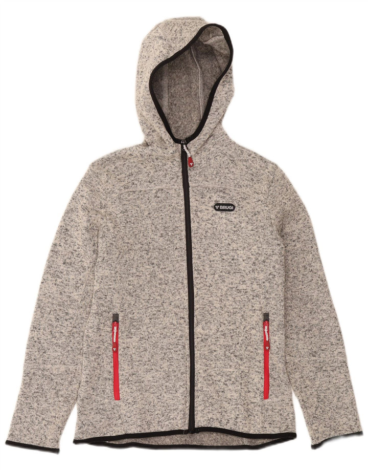 Brugi Pull à capuche zippé pour femme UK 10 Petit gris moucheté