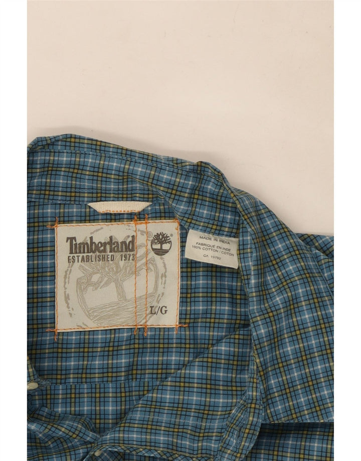 Timberland Chemise Homme Grand Carreau Bleu Coton