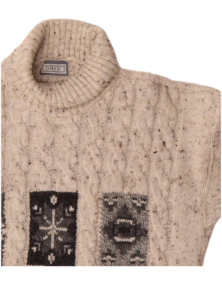 Onyx Pull col roulé pour femme UK 18 XL Laine mouchetée beige