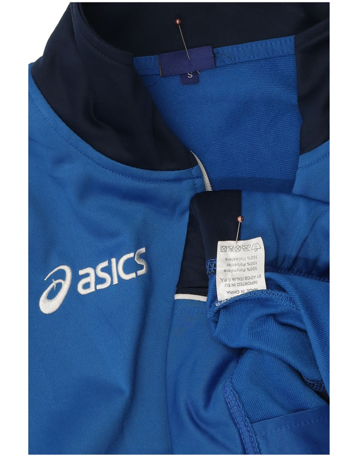 Asics Veste de survêtement pour homme Small Bleu Colorblock Polyester