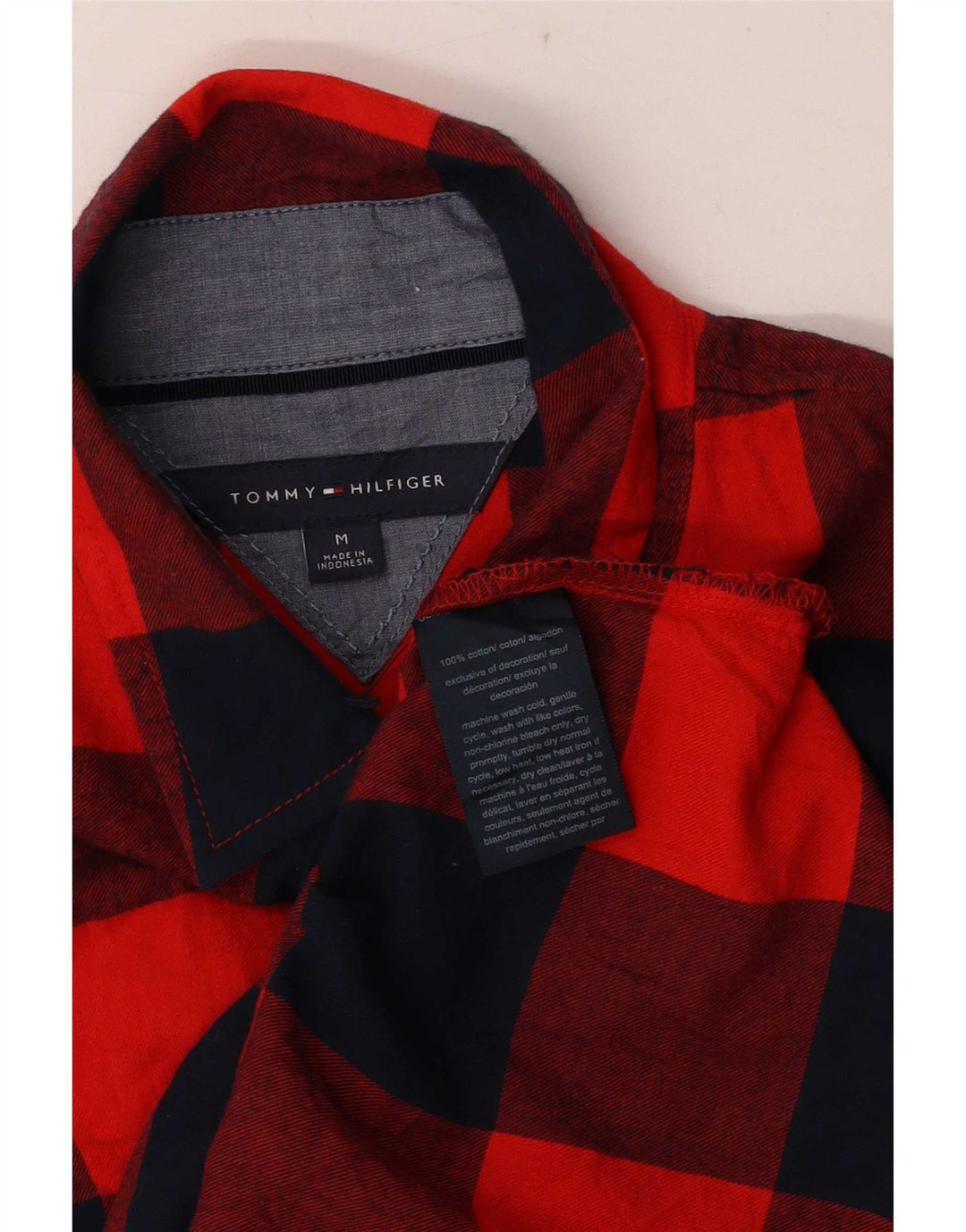 Tommy Hilfiger Chemise pull en flanelle pour femme UK 14 Vichy rouge moyen