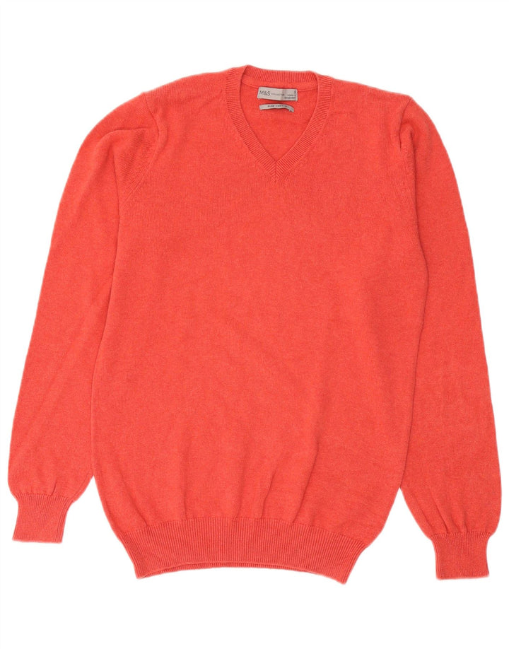 Marks & Spencer Pull col V pour homme en coton orange Taille S