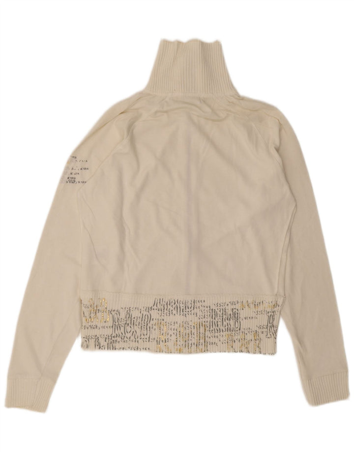 Arena Femme Graphique Surdimensionné Survêtement Top Veste Petit Blanc Cassé Coton