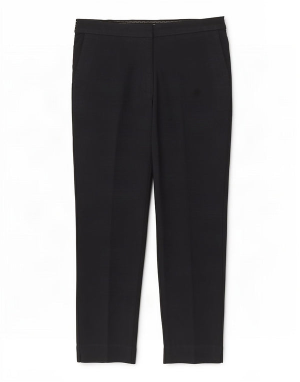 Pantalon décontracté court slim femme Zara Large W30 L26 coton bleu marine