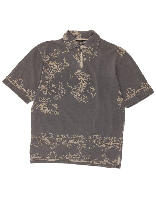 VINTAGE Polo Homme Grand Gris Paisley Coton