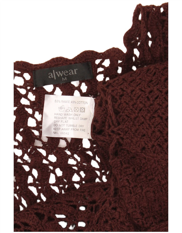 A WEAR Cardigan court sans manches au crochet pour femme UK 12 Marron moyen