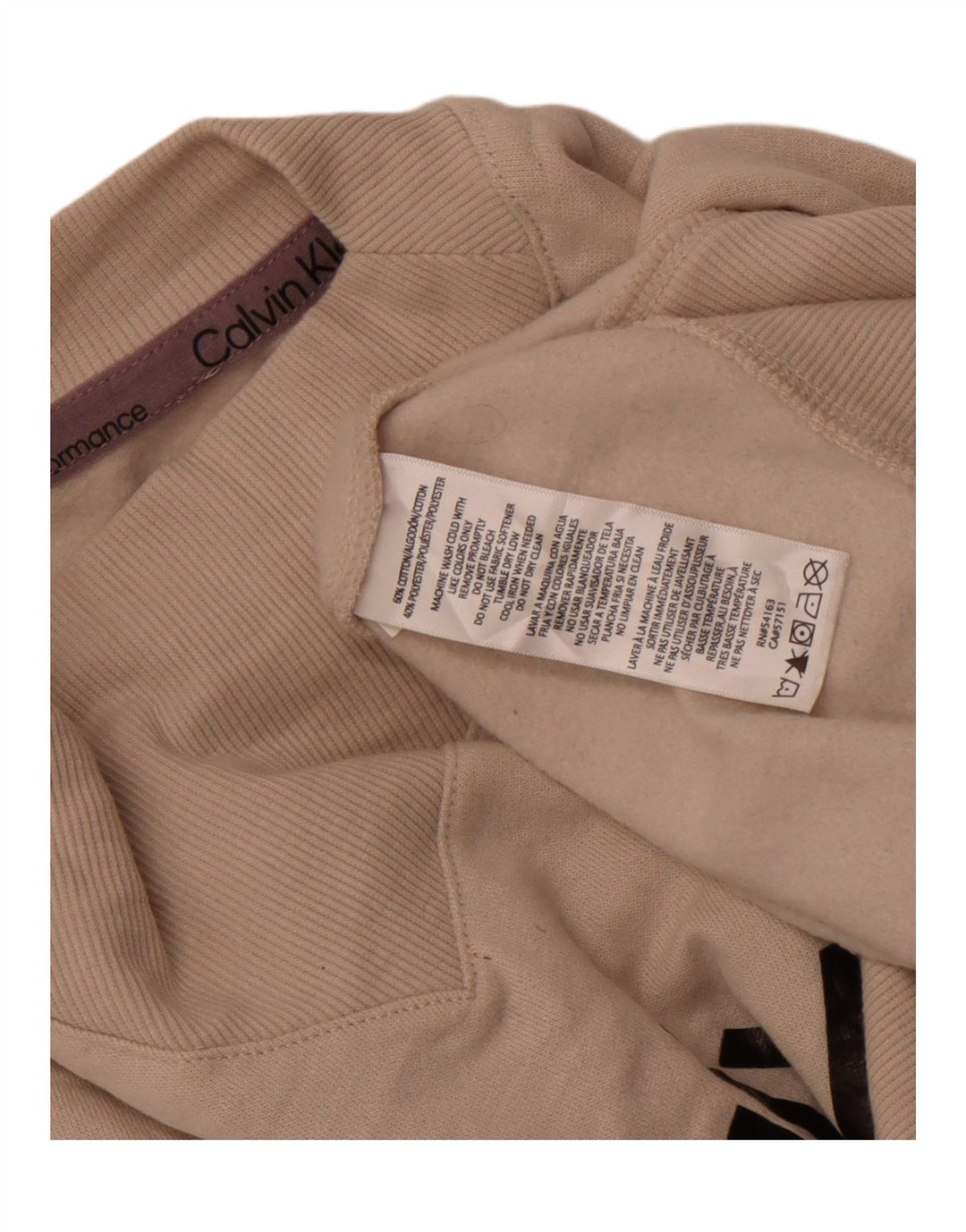 Calvin Klein Sweat-shirt graphique pour femme UK 16 Grand coton beige